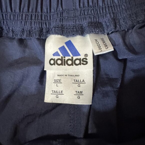 Adidas Pants Mens Large Navy Blue Track Nylon Mesh Lined Zip Ankle Athletic - Picture 7 of 12